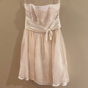 Betsey Johnson Strapless Cream Lace Cocktail Dress
